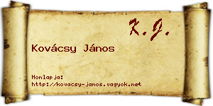 Kovácsy János névjegykártya